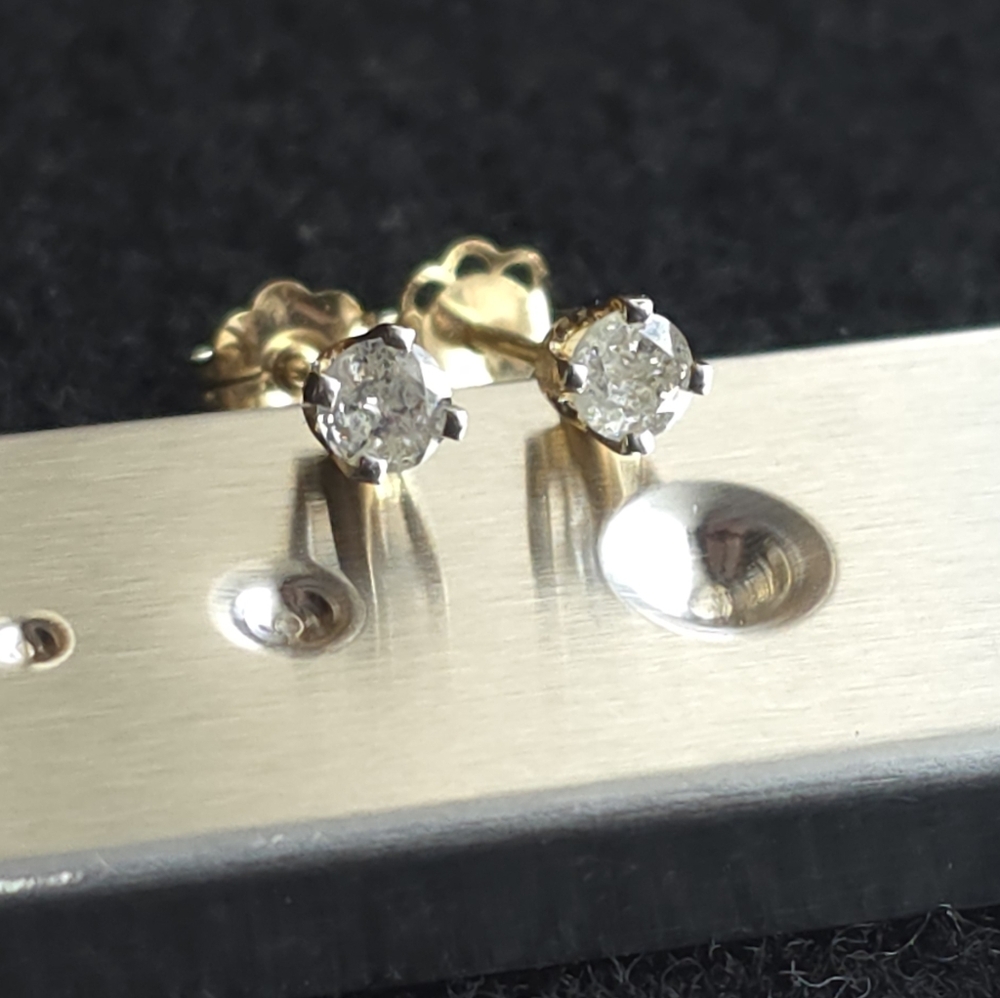 1/8 Carat Each | Natural Earth Mined Salt And Pepper Diamond Earrings| 14k Gold